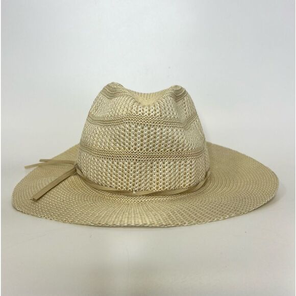 NEW Lucky Brand Stripe Woven Knit Hat Cream One Size - Picture 5 of 12